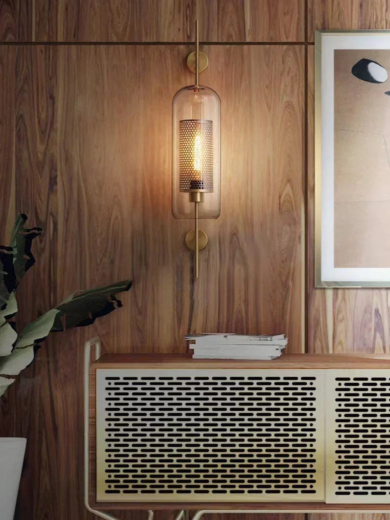 Kiki's Way | Allegro Brass Wall Light – Honeycomb & Glass Globe