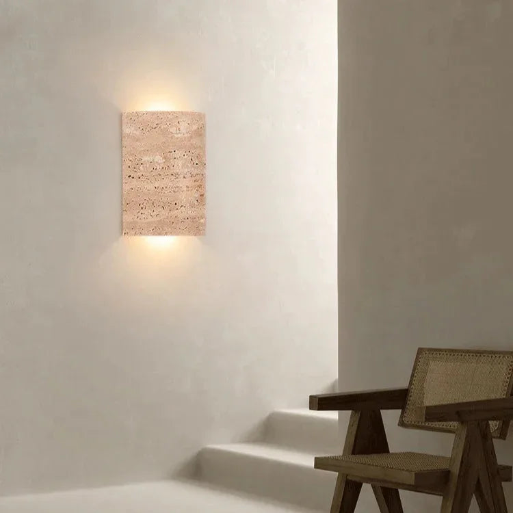 Kiki's Way | Azrel Travertine Wall Light – Up & Down, Frosted Glass