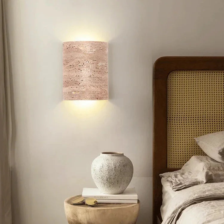 Kiki's Way | Azrel Travertine Wall Light – Up & Down, Frosted Glass