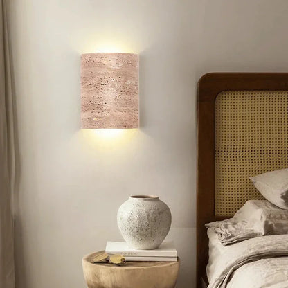 Kiki's Way | Azrel Travertine Wall Light – Up & Down, Frosted Glass
