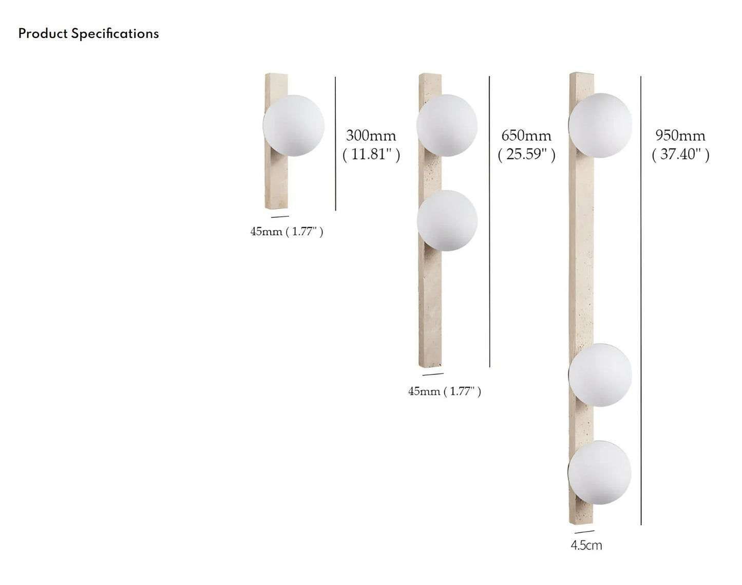 Kiki's Way | Abigail Travertine Wall Light – Vertical Bar