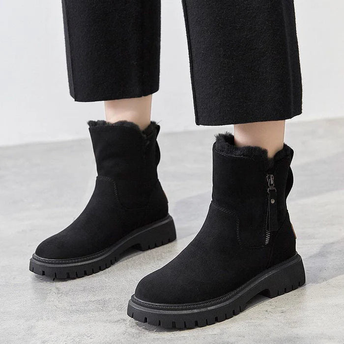 Women's Lined Winter Ankle Boots with Zipper