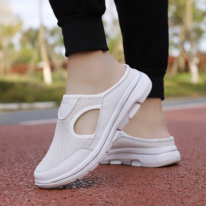Women's Slip-On Mules in Mesh with Side Cutouts