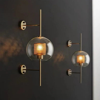 Kiki's Way | Allegro Brass Wall Light – Honeycomb & Glass Globe