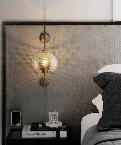 Kiki's Way | Allegro Brass Wall Light – Honeycomb & Glass Globe