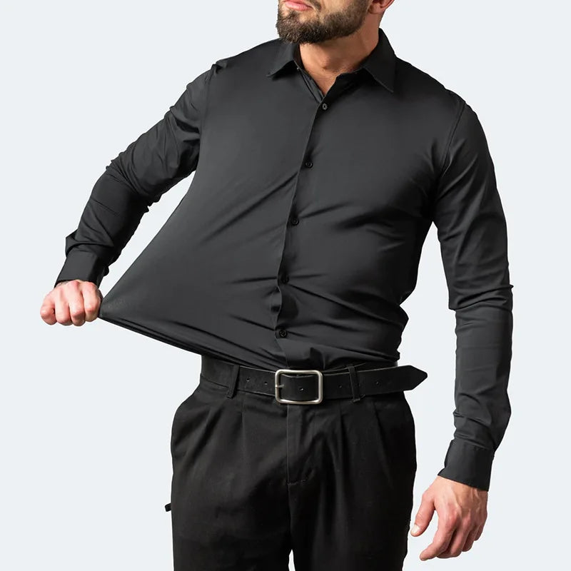 Men's Non-Iron Long-Sleeve Shirt with Button Placket
