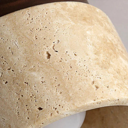 Kiki's Way | Emmie Travertine Ceiling Light – Wood Base, Compact