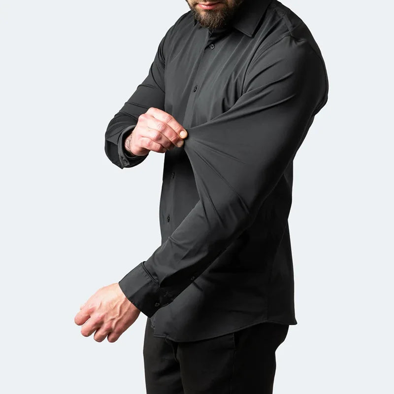 Men's Non-Iron Long-Sleeve Shirt with Button Placket