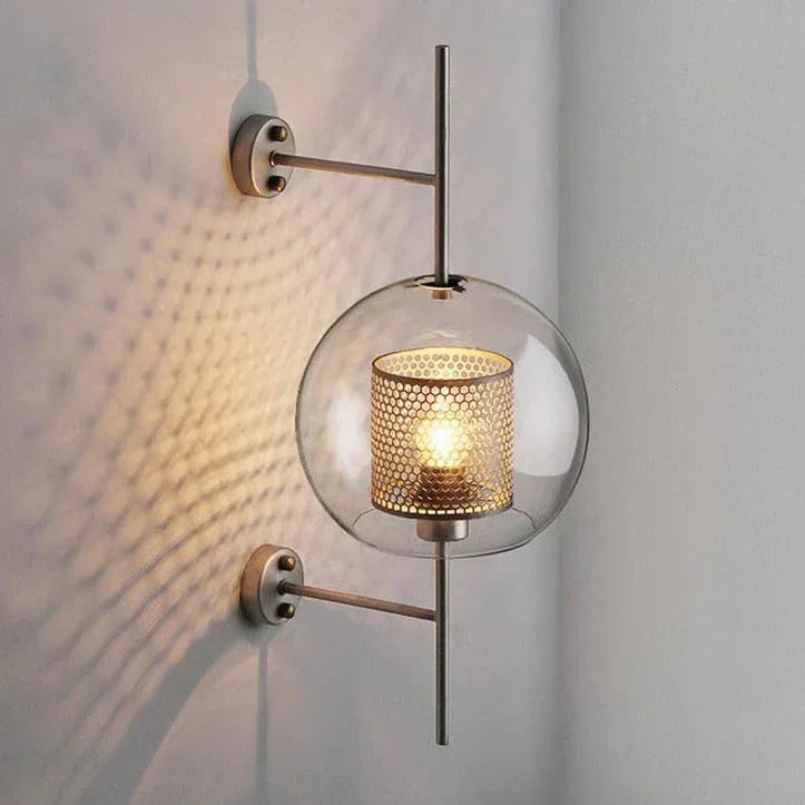 Kiki's Way | Allegro Brass Wall Light – Honeycomb & Glass Globe
