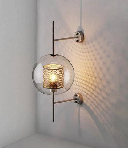 Kiki's Way | Allegro Brass Wall Light – Honeycomb & Glass Globe