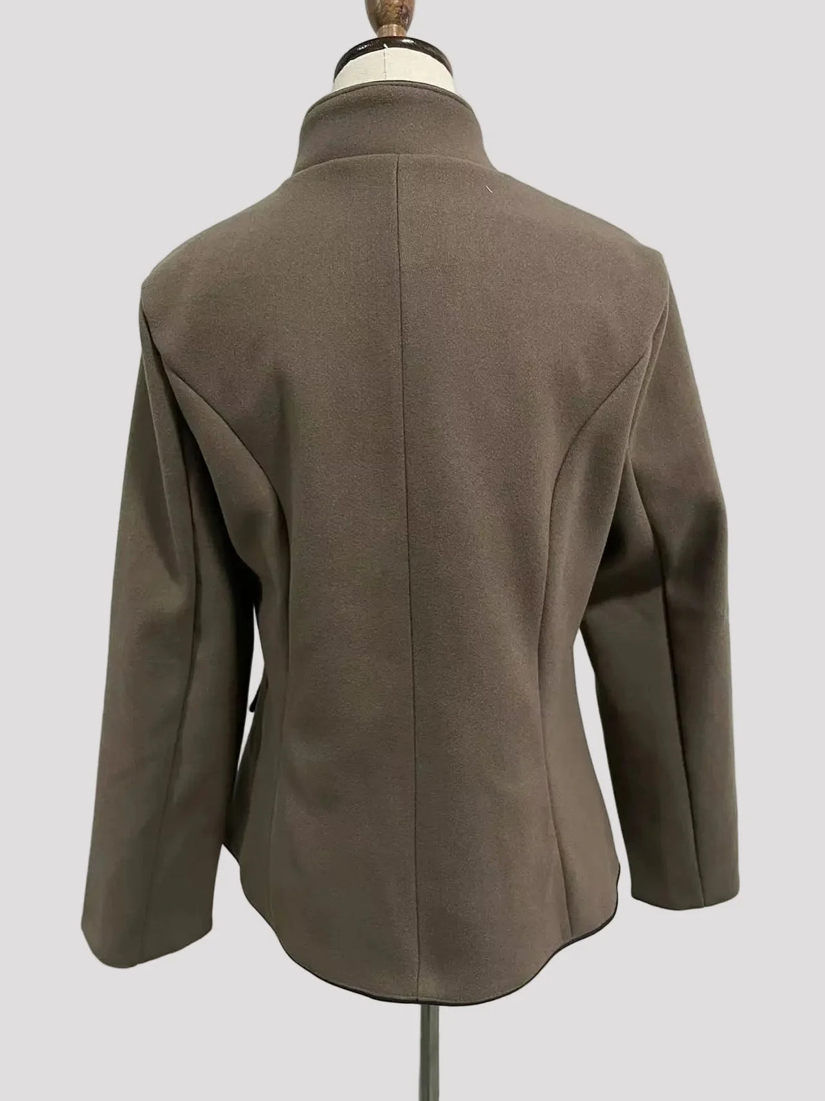 Women's Short Jacket with Multi-Button Placket and Color Accents