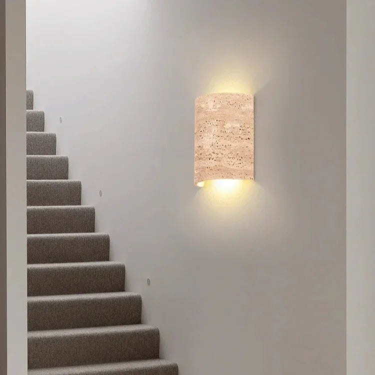Kiki's Way | Azrel Travertine Wall Light – Up & Down, Frosted Glass
