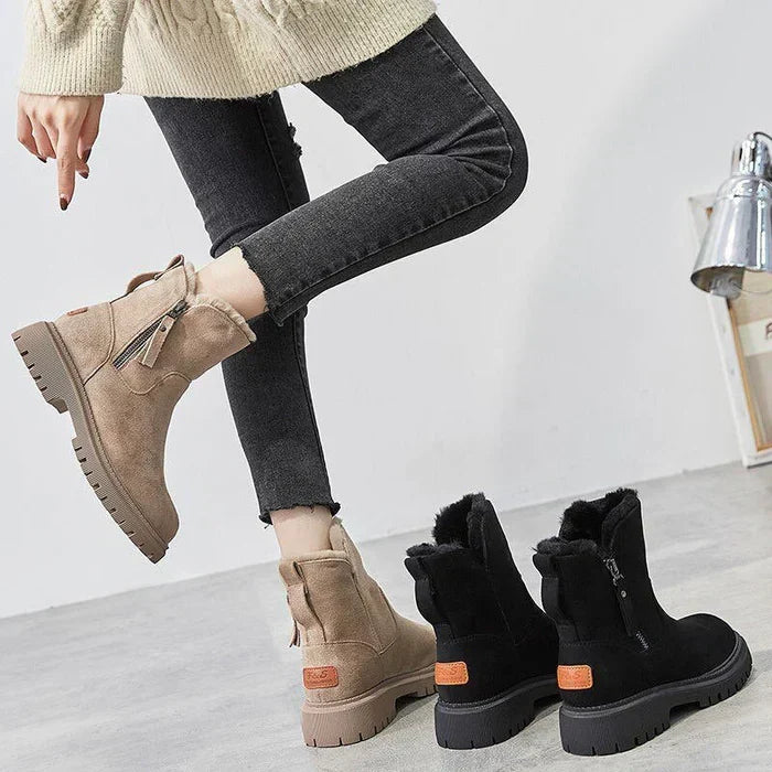Women's Lined Winter Ankle Boots with Zipper