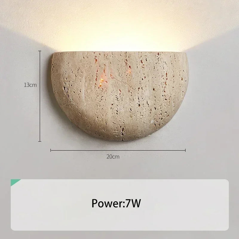 Kiki's Way | Ballone Travertine Wall Light – Curved Stone, 7 W