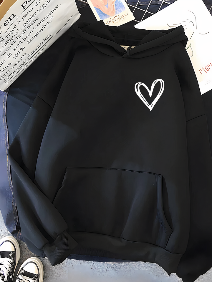 Women's Hoodie with Heart Print - Saylor