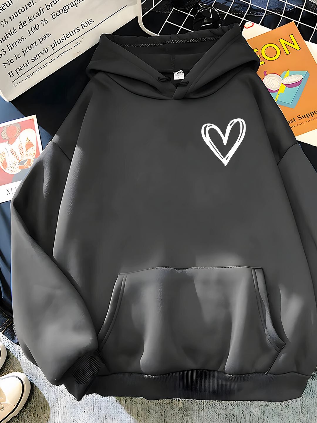 Women's Hoodie with Heart Print - Saylor