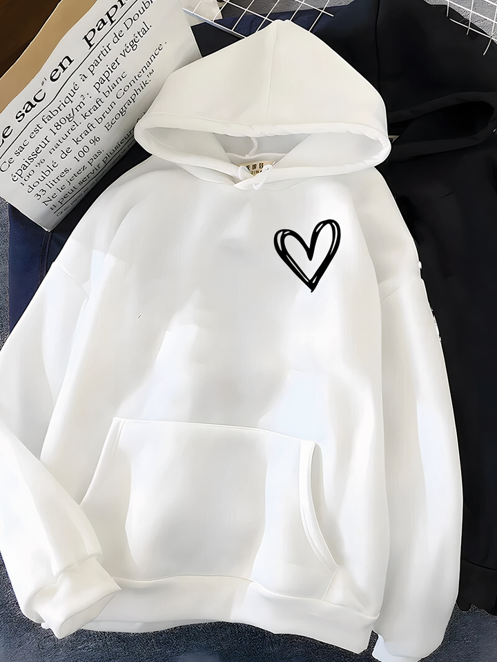 Women's Hoodie with Heart Print - Saylor