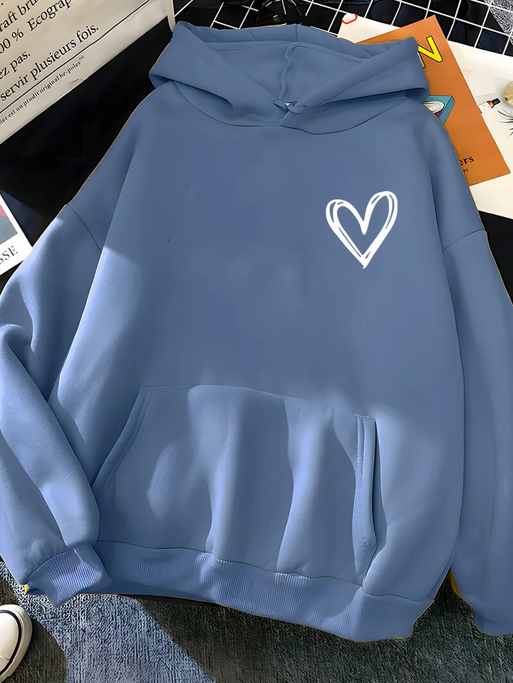 Women's Hoodie with Heart Print - Saylor