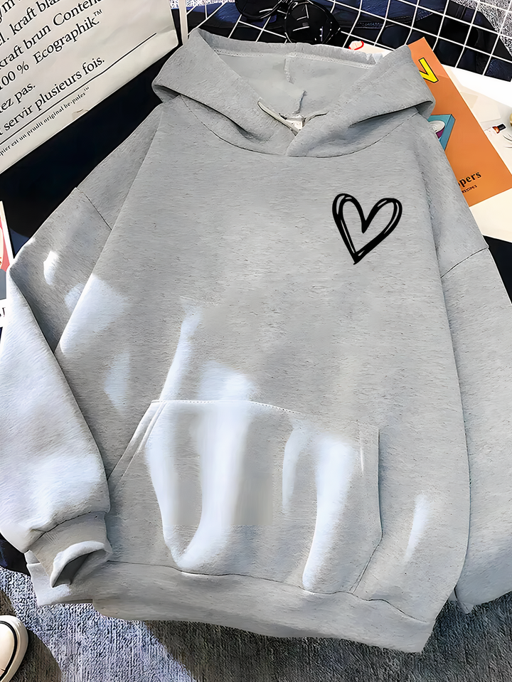 Women's Hoodie with Heart Print - Saylor