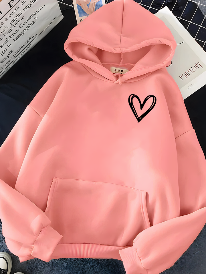 Women's Hoodie with Heart Print - Saylor
