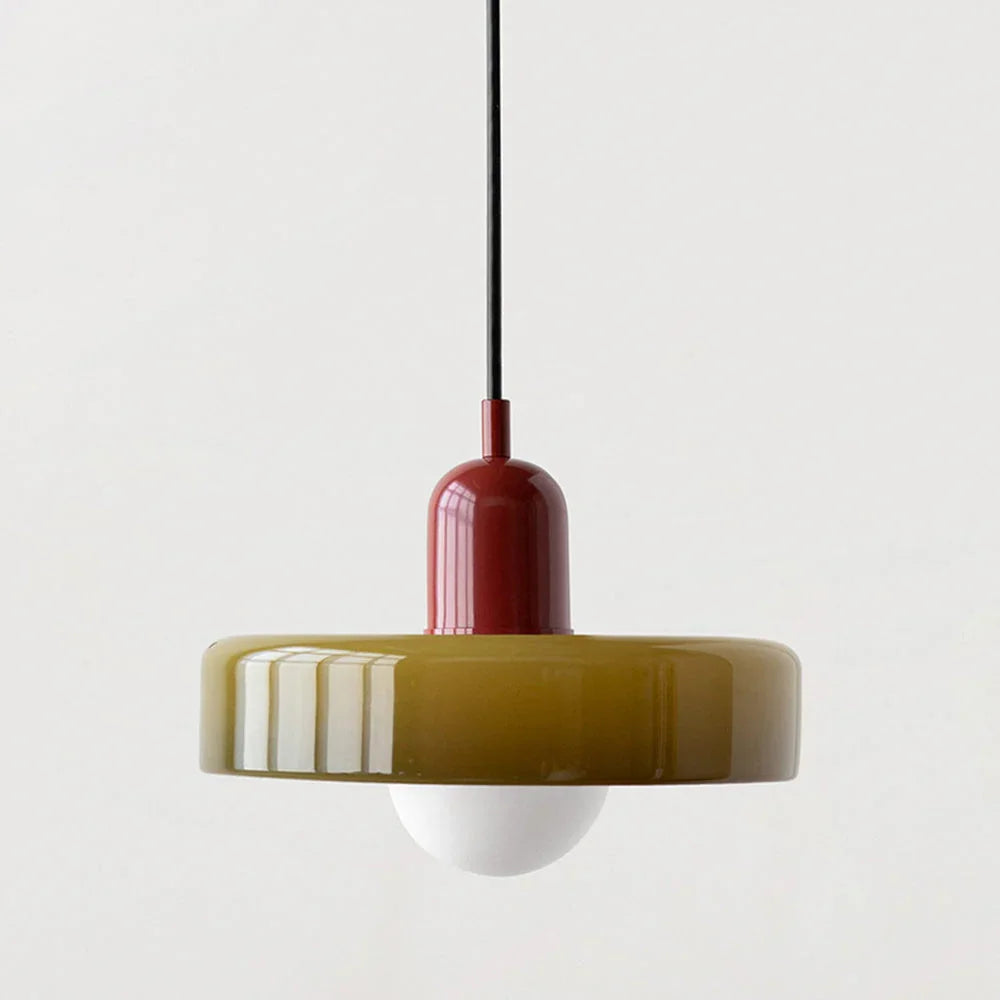 Kiki's Way | Stained Glass Pendant Light – Brass Finish, G9