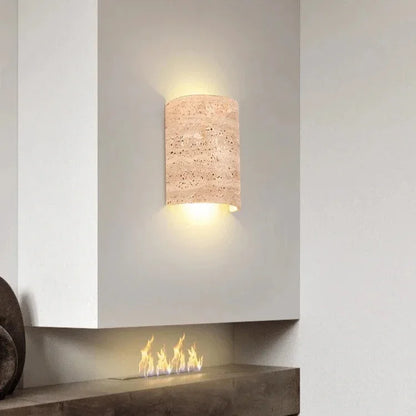 Kiki's Way | Azrel Travertine Wall Light – Up & Down, Frosted Glass