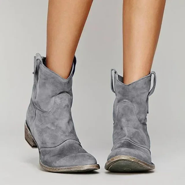 Vintage-Style Cowboy Ankle Boots