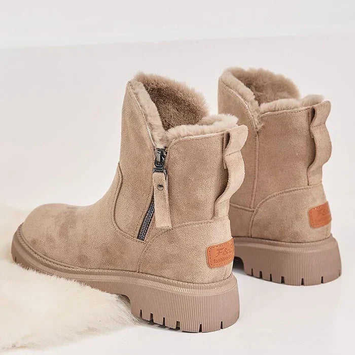Women's Lined Winter Ankle Boots with Zipper