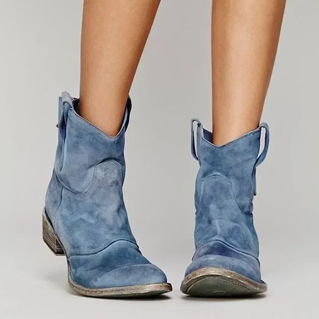 Vintage-Style Cowboy Ankle Boots