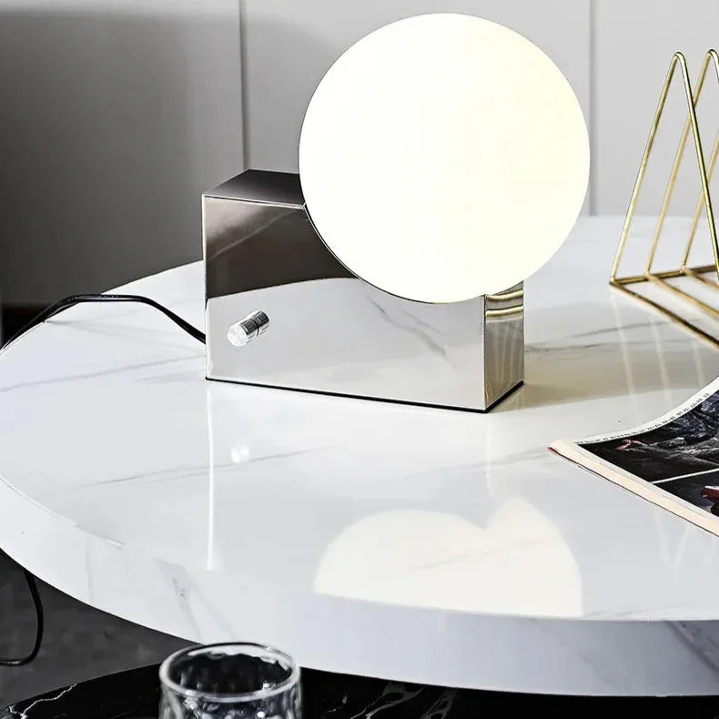 Kiki's Way | Arya Steel Table Lamp – Frosted Glass Globe