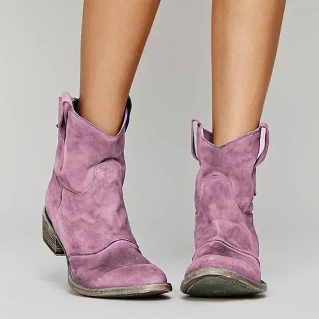 Vintage-Style Cowboy Ankle Boots