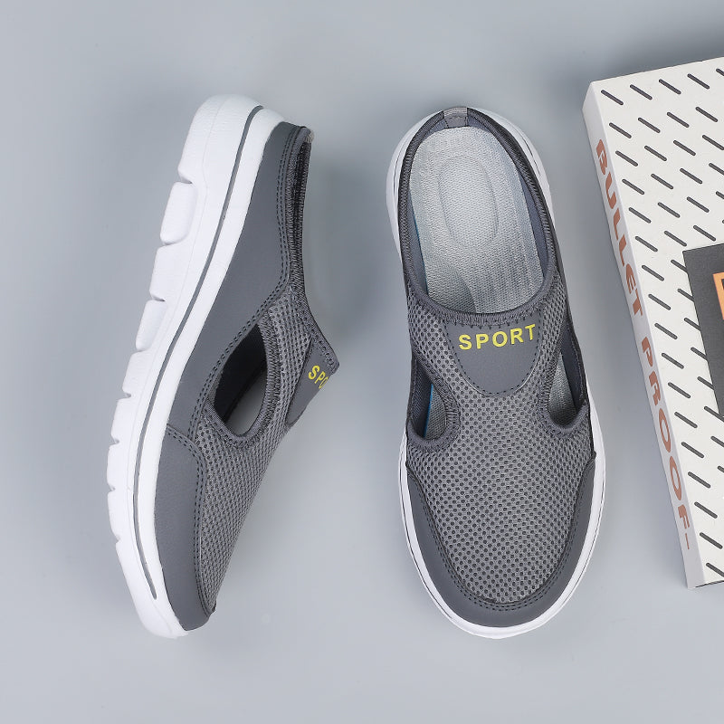 Women's Slip-On Mules in Mesh with Side Cutouts