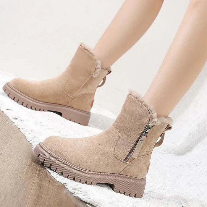 Women's Lined Winter Ankle Boots with Zipper