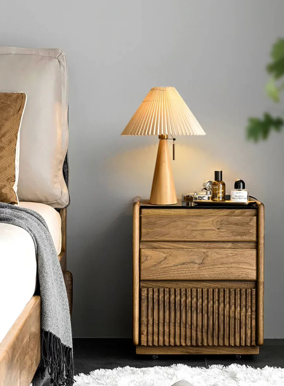 Kiki's Way | Astoria Wooden Table Lamp – Pleated Shade