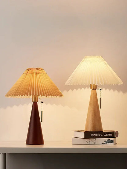 Kiki's Way | Astoria Wooden Table Lamp – Pleated Shade