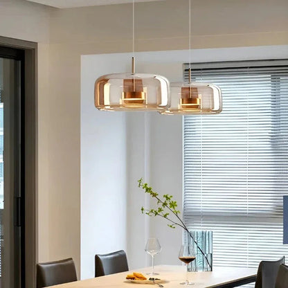 Kiki's Way | Växa Amber Glass Pendant Light – Gold Metal