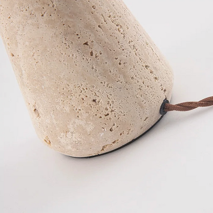 Kiki's Way | Alvaer Travertine Table Lamp – Frosted Glass Globe