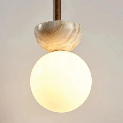 Kiki's Way | Audrey Travertine Pendant Light – Cream Stone