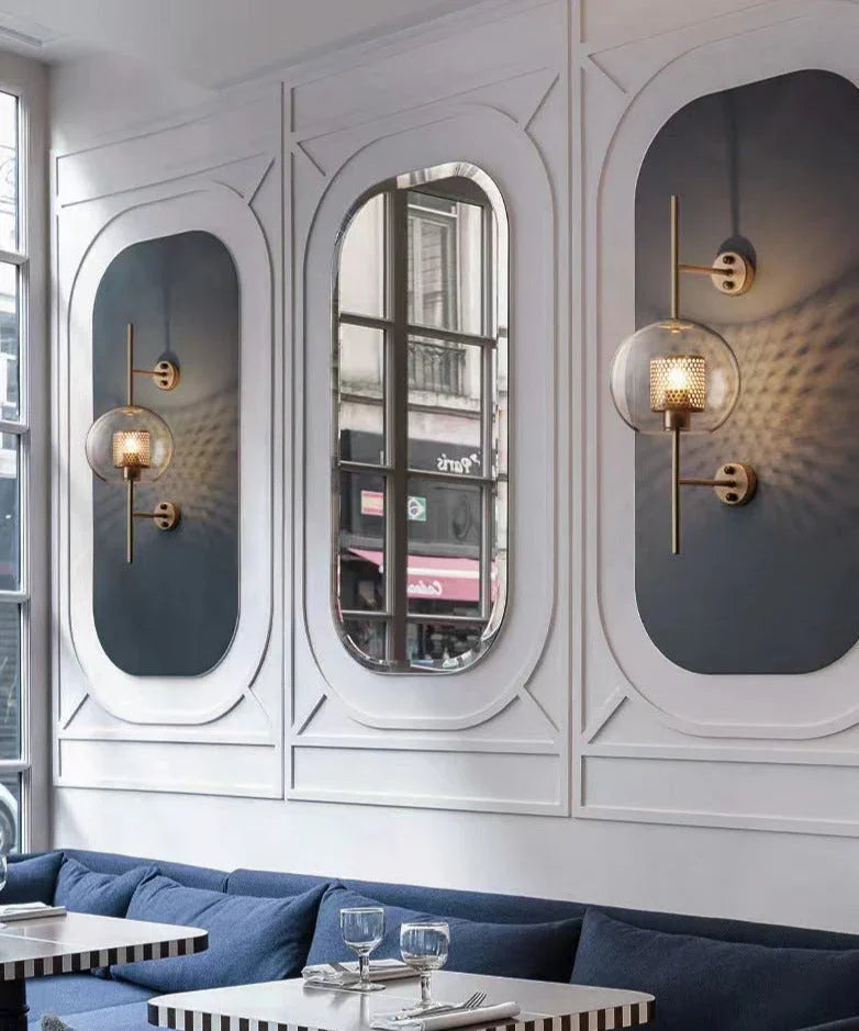 Kiki's Way | Allegro Brass Wall Light – Honeycomb & Glass Globe