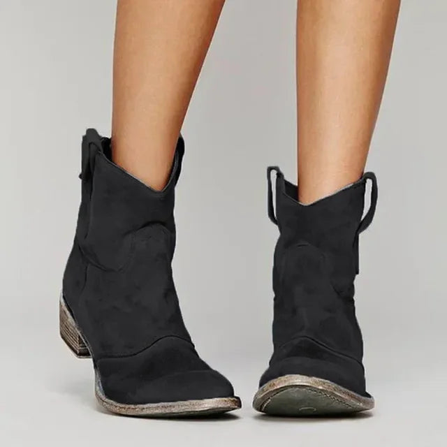 Vintage-Style Cowboy Ankle Boots