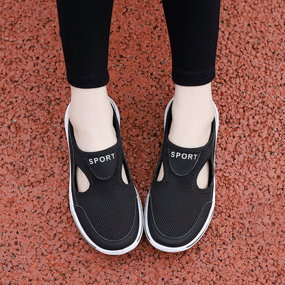 Women's Slip-On Mules in Mesh with Side Cutouts
