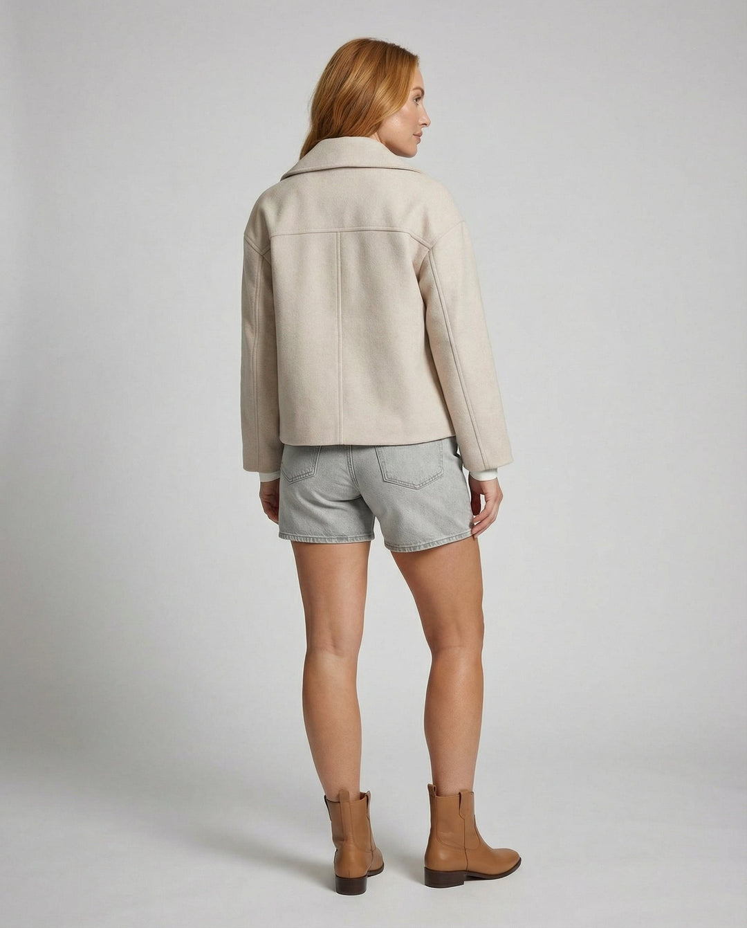 Women's Jacket with Short Cut & Double-Breasted Design