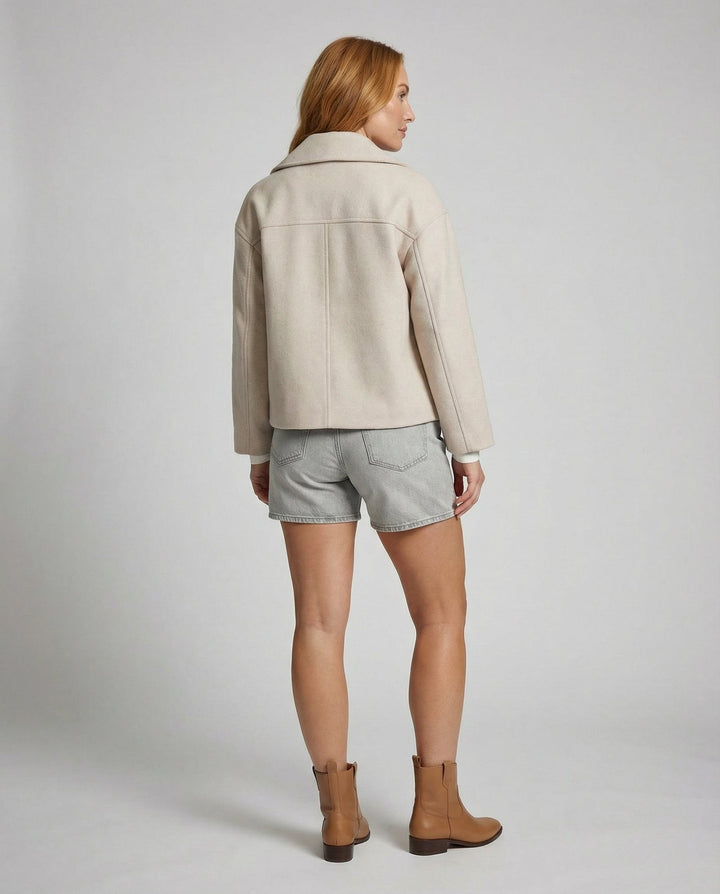 Women's Jacket with Short Cut & Double-Breasted Design
