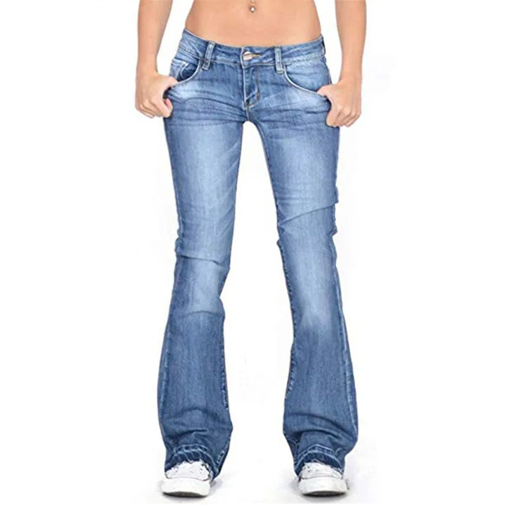 Women's Low-Rise Flared Jeans: Casual Vintage Skinny Bell-Bottom Jeans