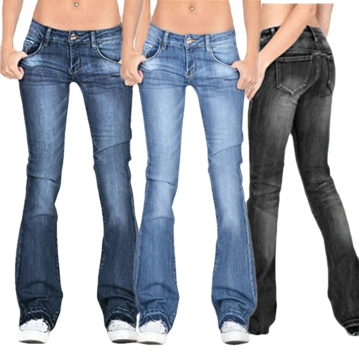 Women's Low-Rise Flared Jeans: Casual Vintage Skinny Bell-Bottom Jeans