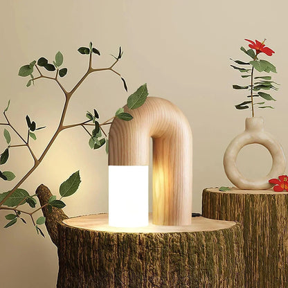 Kiki's Way | Båglampa Arched Table Lamp – Wood & Acrylic