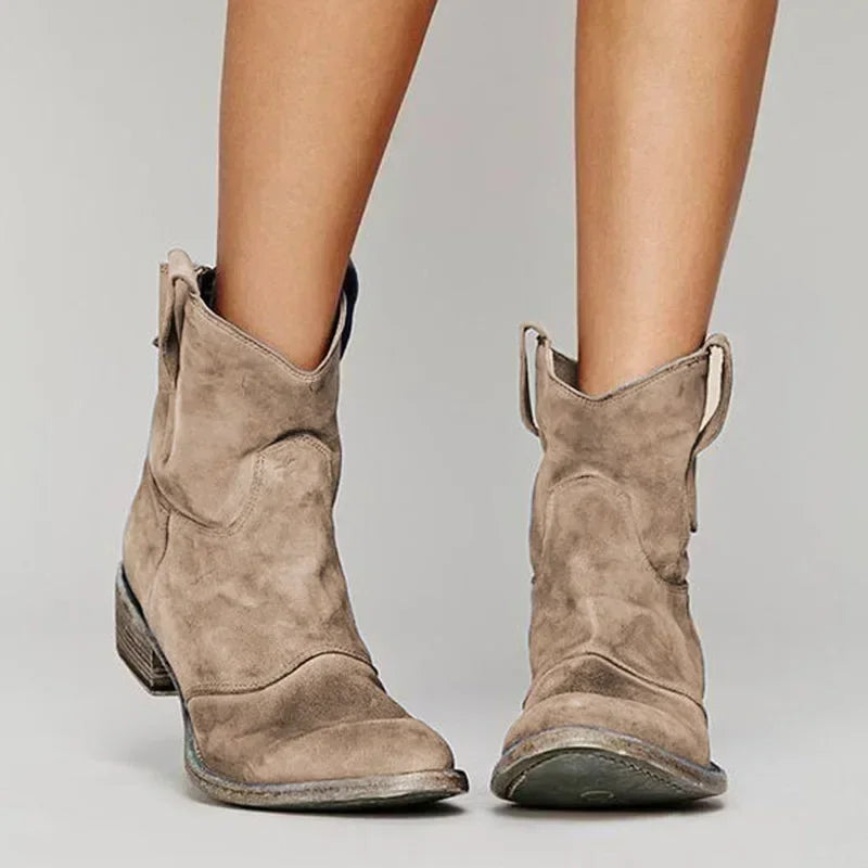 Vintage-Style Cowboy Ankle Boots