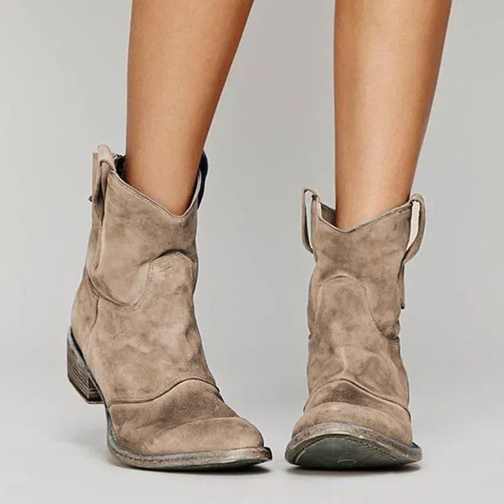 Vintage-Style Cowboy Ankle Boots