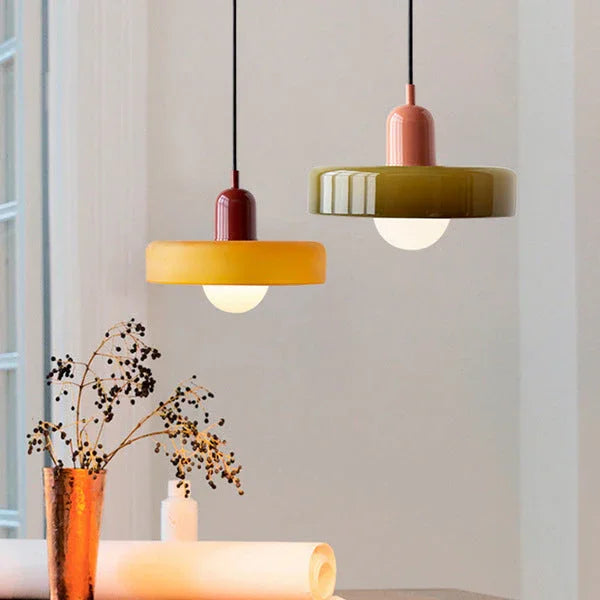 Kiki's Way | Stained Glass Pendant Light – Brass Finish, G9