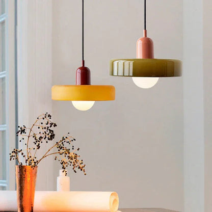 Kiki's Way | Stained Glass Pendant Light – Brass Finish, G9
